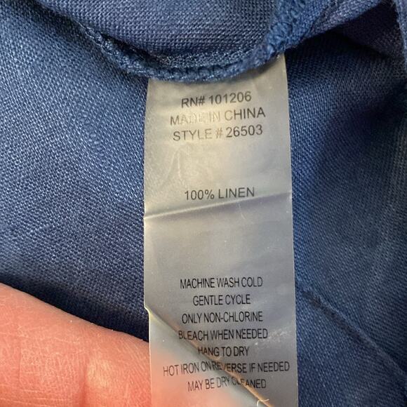 Soft Surroundings Linen Button Front Tunic Teal Blue Size Large - Picture 4 of 8